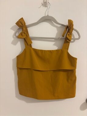 Wild Honey Mustard Tie-Shoulder Layered Camisole